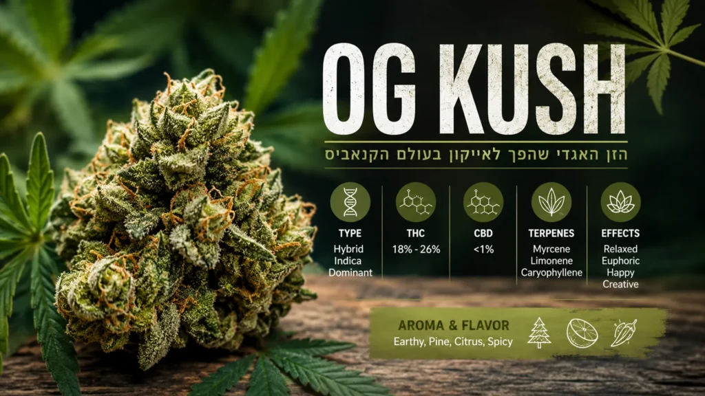 זן הקנאביס OG Kush עם תפרחת וסקירת מאפיינים