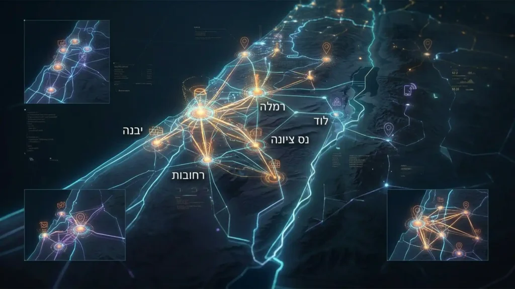 טלגראס שפלה - מפת אזורי שירות וקבוצות בשפלה, רחובות, נס ציונה והסביבה