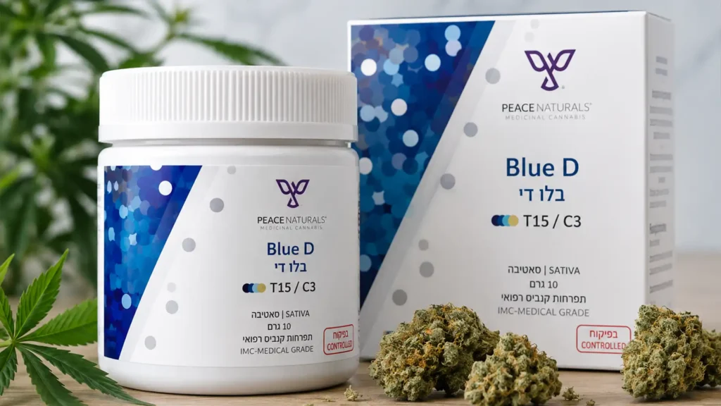 Blue D (בלו די) של Peace Naturals זן קנאביס רפואי מסוג סאטיבה T15/C3