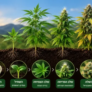 שלבי הצמיחה של קנאביס מהזרע ועד הקטיף - מחזור החיים המלא של צמח הקנאביס