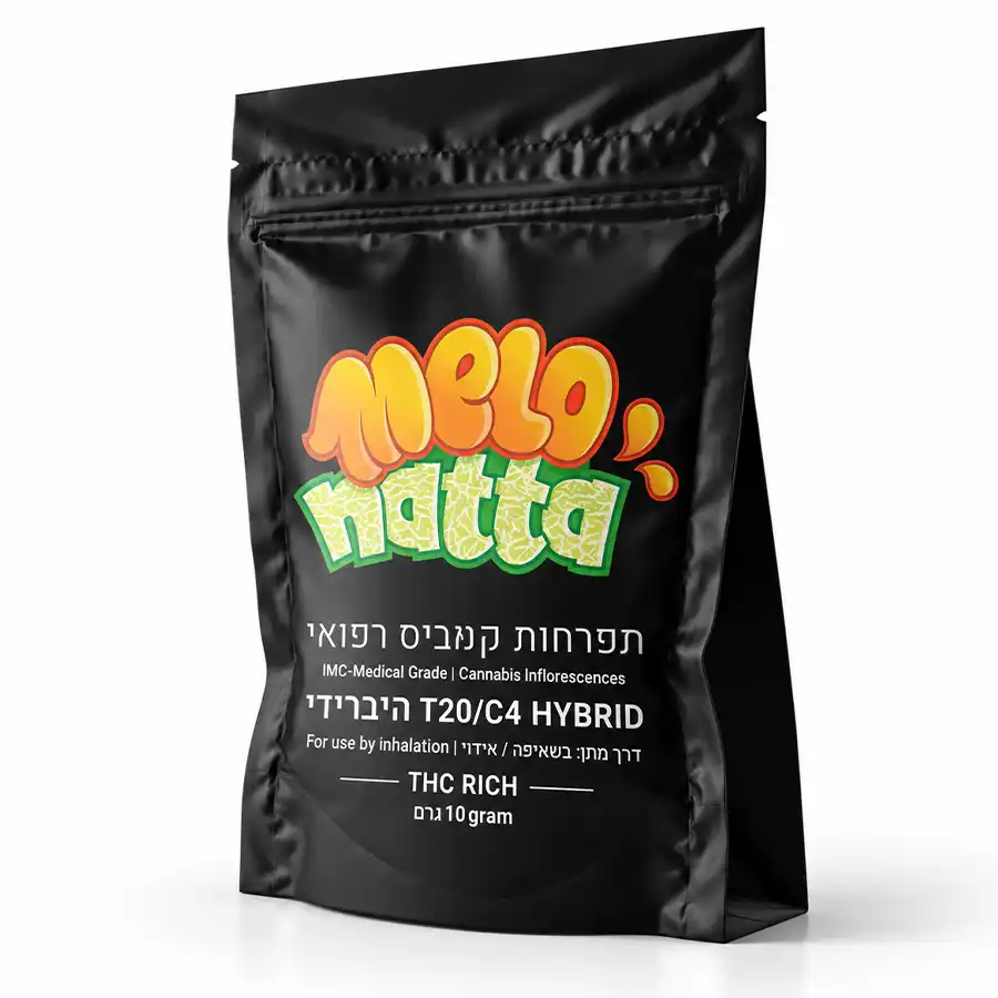 אריזת Melonatta (מלונאטה) T20/C4 מבית Canndoc תפרחת קנאביס רפואי היברידית
